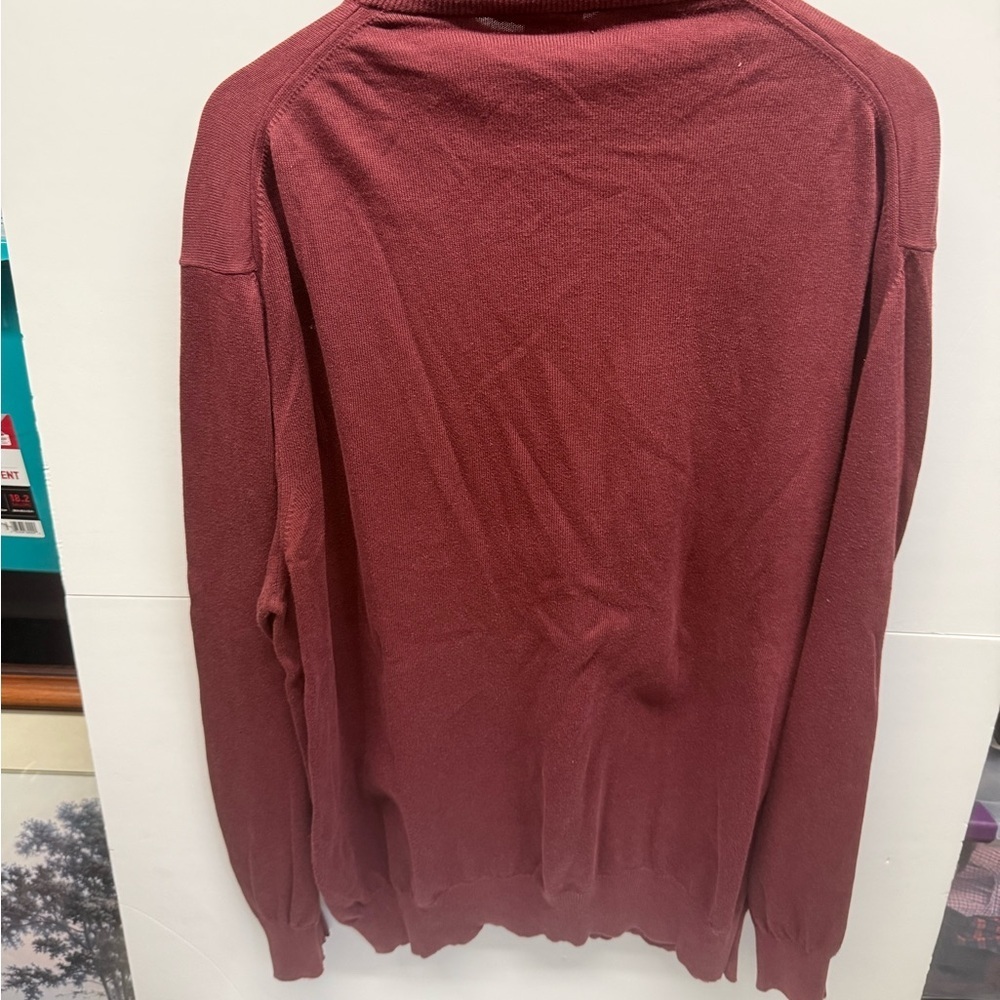 Men's Burgundy Mockneck Sweater - Picture 3 of 4